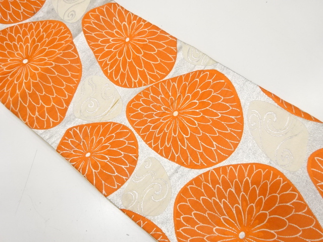 JAPANESE KIMONO / ANTIQUE FUKURO OBI / SILK / WOVEN ARABESQUE